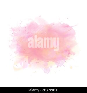 Watercolor style pink frame  background with dots elements, isolated on white background Stock Photo