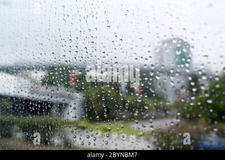 raindrop on glass in malaysia Stock Photo