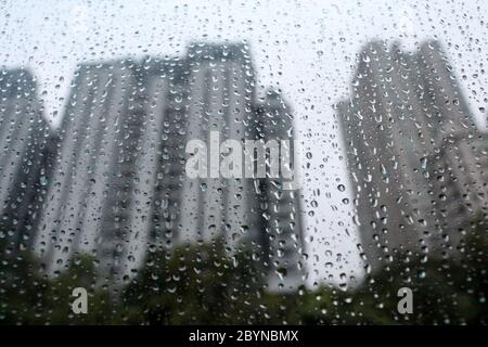 raindrop on glass in malaysia Stock Photo