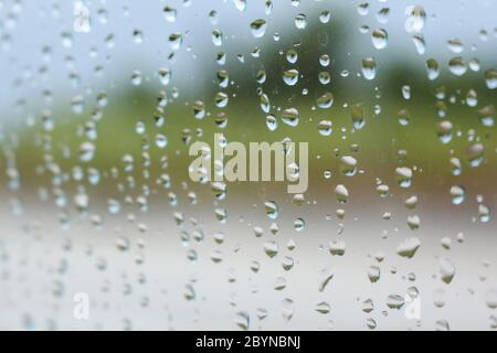raindrop on glass in malaysia Stock Photo