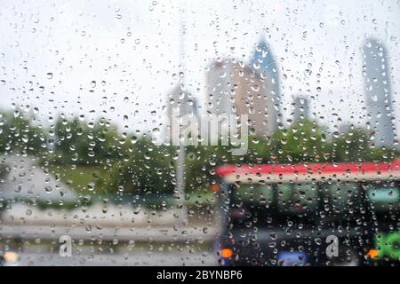raindrop on glass in malaysia Stock Photo