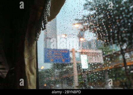 raindrop on glass in malaysia Stock Photo