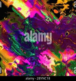 Colors mixed together creating colorful abstract painting consisting of gradients and separated forms Stock Photo
