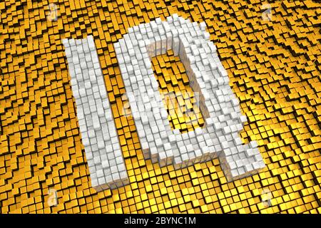 abbreviation for intelligence quotient made from cubes in mosaic pattern and pixel style Stock Photo