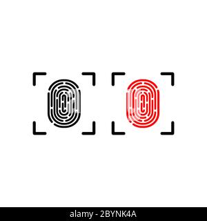 Fingerprint scan icon or touch ID on isolated white background. EPS 10 vector. Stock Vector