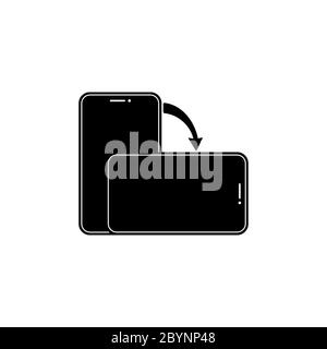 Rotate smartphone icon in black or device rotation symbol on isolated white background. EPS 10 vector. Stock Vector