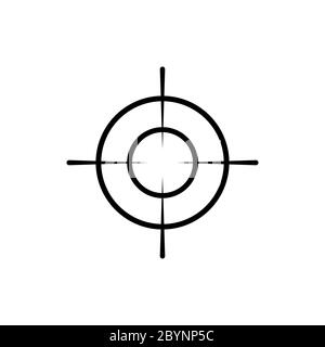 Crosshair and target, sight, sniper icon in black for web, mobile on isolated white background. EPS 10 vector. Stock Vector
