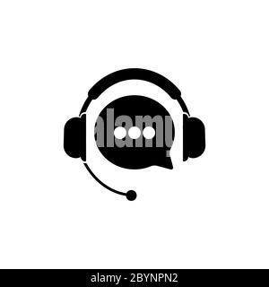 Tech support, call center or gear with headphones icon on an isolated white background. EPS 10 vector Stock Vector