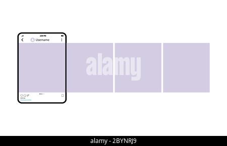 Network messenger page template. Tablet with social photo network interface. Mockup of the mobile app Mobile with open photo social network on an Stock Vector