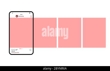 Mobile social network application screen mockup or network messenger page template on isolated white background. EPS 10 vector. Stock Vector