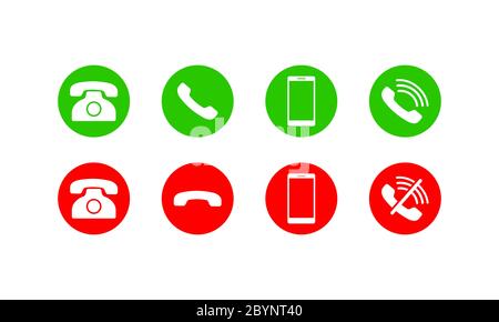 Set of communication icons flat. Phone, smartphone, mobile phone circle in modern color design concept on isolated white background for applications Stock Vector
