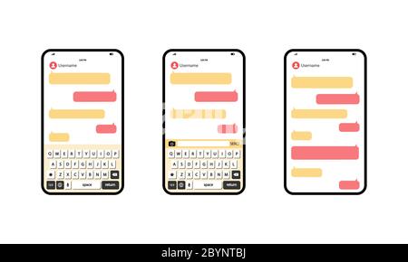 Social network messenger page template. Message chat bubbles vector icons on an isolated white background. EPS 10 vector. Stock Vector