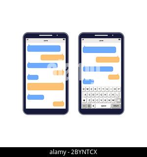 Phone Message Template. Social network messenger page template. Message chat bubbles vector icons for messenger. Icon flat on an isolated white Stock Vector