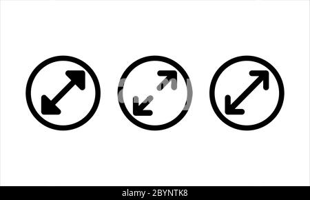 Diameter icon set in black on isolated white background. EPS 10 vector. Stock Vector