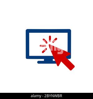 Click, cursor, computer monitor, pointer icon on isolated white background. EPS 10 vector Stock Vector