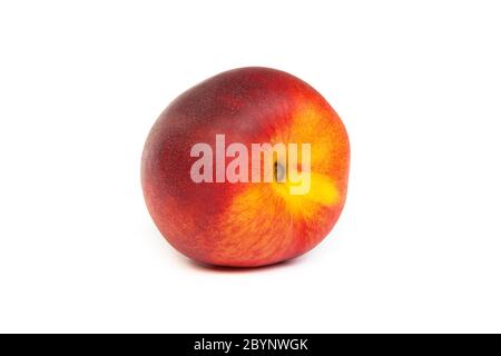 Three fresh nectarines on white Stock Photo