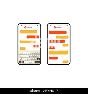Social network messenger page template. Message chat bubbles vector icons on an isolated white background. EPS 10 vector Stock Vector