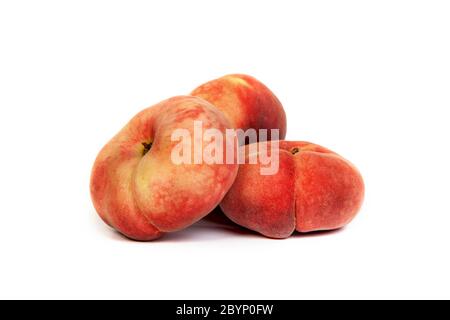 Three ripe fig peach on white Stock Photo