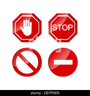 Stop set icon. Prohibited symbol flat on an isolated white background. EPS 10 vector. Stock Vector