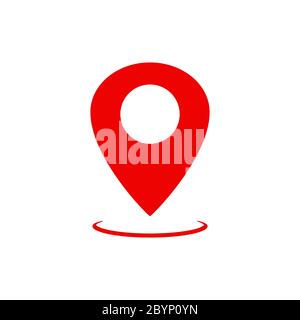 Map pointer, geo pin, location icon or geolocation, gps, on isolated white background. EPS 10 vector. Stock Vector
