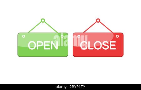 Plate open close icon. Shop sign on isolated white background. EPS 10 vector. Stock Vector