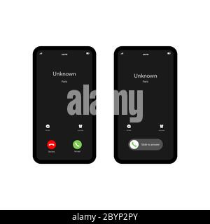 Mobile call screnn template. Incoming phone call. The smartphone icon flat on an isolated white background. EPS 10 vector. Stock Vector