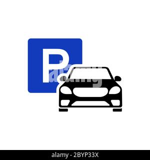 Car parking sign icon on isolated white background. EPS 10 vector. Stock Vector