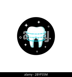 Cleaning and strong white teeth icon. Oral health, stomatology pictogram, medicine symbol logo on isolated white background. EPS 10 vector Stock Vector