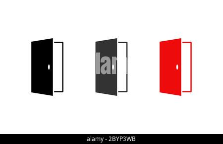 Open door icon set on isolated white background. EPS 10 vector. Stock Vector