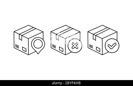 Delivery box, tracking order icon. Parcel, package location on isolated background. Eps 10 vector. Stock Vector