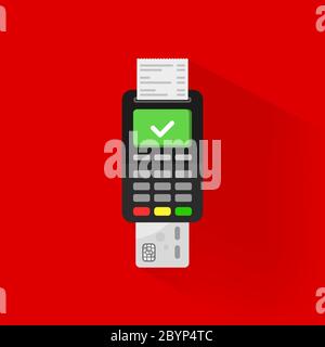 Credit card payment via POS terminal icon flat on isolated background. EPS 10 vector Stock Vector