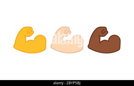 Flexible bicep muscle or strong workout icon set flat on isolated white background. EPS 10 vector Stock Vector