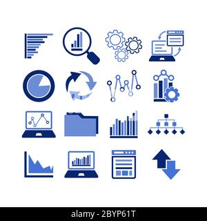 Business Infographic icons. Set of charts and graphs. Statistics, pictogram, data set on isolated white background. EPS 10 vector Stock Vector