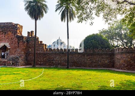 Humayun's Tomb, Delhi - Entry views of the first garden-tomb on the Indian subcontinent. The Tomb is an excellent example of Persian architecture. Stock Photo