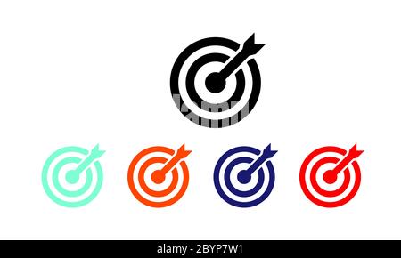 Mission, target icon or business goal logo in on an isolated white background. EPS 10 vector. Stock Vector