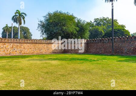 Humayun's Tomb, Delhi - Entry views of the first garden-tomb on the Indian subcontinent. The Tomb is an excellent example of Persian architecture. Stock Photo