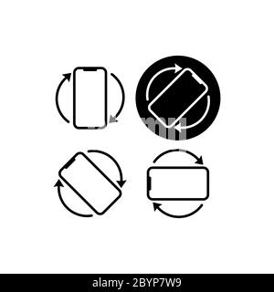 Smartphone rotation icons. Phone rotate set. Phone tilt vertical and horizontal signs. mobile icon on isolated background. New Electronic device. Eps Stock Vector