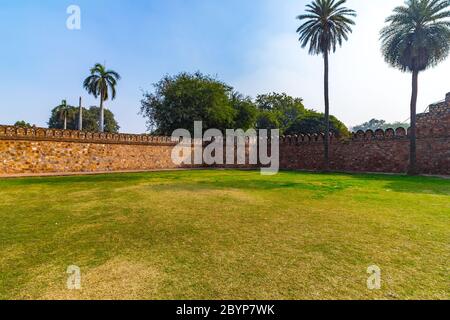 Humayun's Tomb, Delhi - Entry views of the first garden-tomb on the Indian subcontinent. The Tomb is an excellent example of Persian architecture. Stock Photo