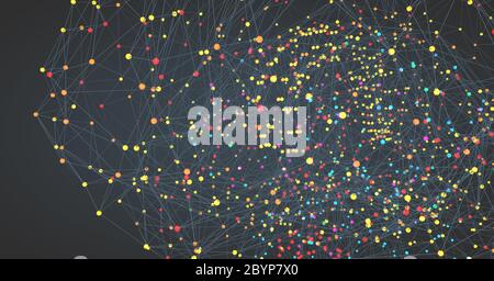 Finely structured network as in technology or biology, the Internet or neural connections - 3d illustration Stock Photo