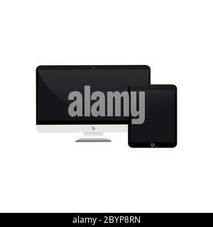 Realistic tablet computer, monitor icon on isolated background. New device. Eps 10 vector. Stock Vector