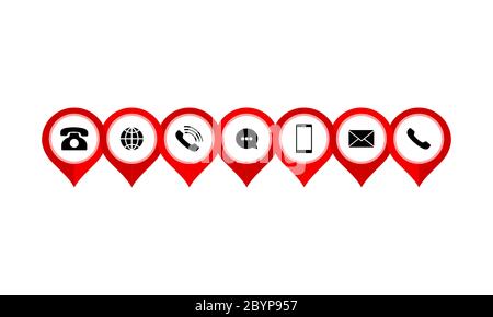 Set of communication icons set modern button . Phone, mobile phone, mail on isolated background for applications, web, app. EPS 10 vector. Stock Vector