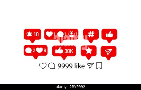 Like, follower, comment icons. Vector illustration. Vector on isolated white background. EPS 10 Stock Vector