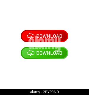 Download button and cloud icon on isolated background. Eps 10 vector Stock Vector