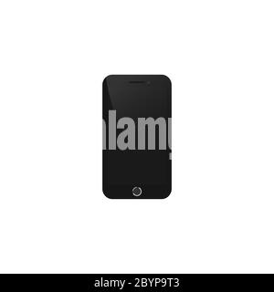 Realistic mobile phone with blank screen. Smartphone icon on isolated white background. EPS 10 vector. Stock Vector