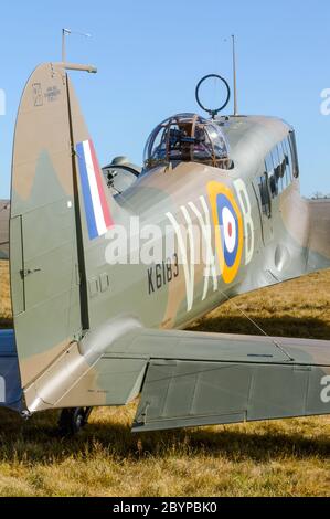 Gun turret of Avro Anson Second World War British twin-engined, multi-role plane that served with the Royal Air Force from 1936. New Zealand airshow Stock Photo