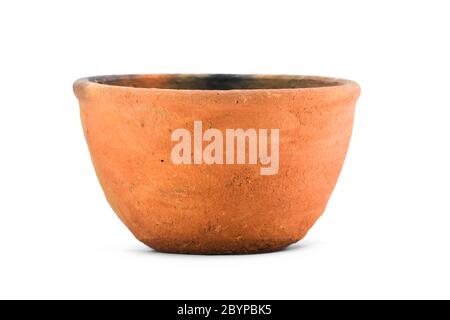Clay bowl isolated on white background Stock Photo