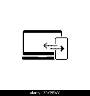 Synchronization. Smartphone, laptop icon. Sync, transfer concept. Eps 10 vector Stock Vector