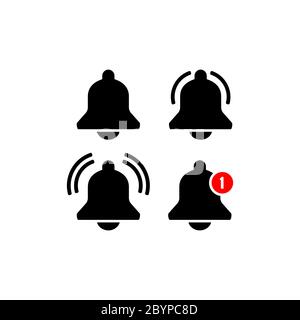 Notification bell icons set for incoming inbox message. Vector ringing bell. New message on isolated background. Eps 10 vector Stock Vector