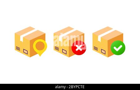 Delivery box, tracking order icon. Parcel, package location on isolated background. Eps 10 vector Stock Vector