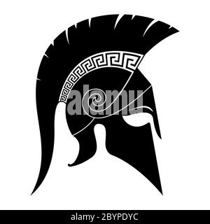 Black spartan helmet icon. Vector illustration. Stock Vector